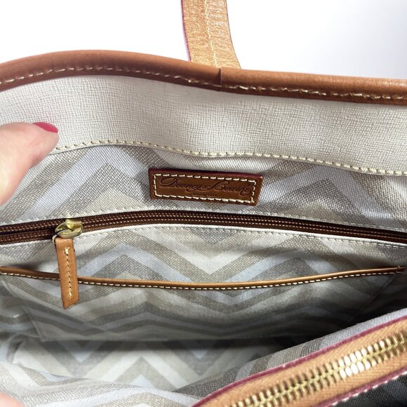 DOONEY & BOURKE Shelby Shopper Tan Shoulder Handbag Tote Leather LF36C - Picture 11 of 12
